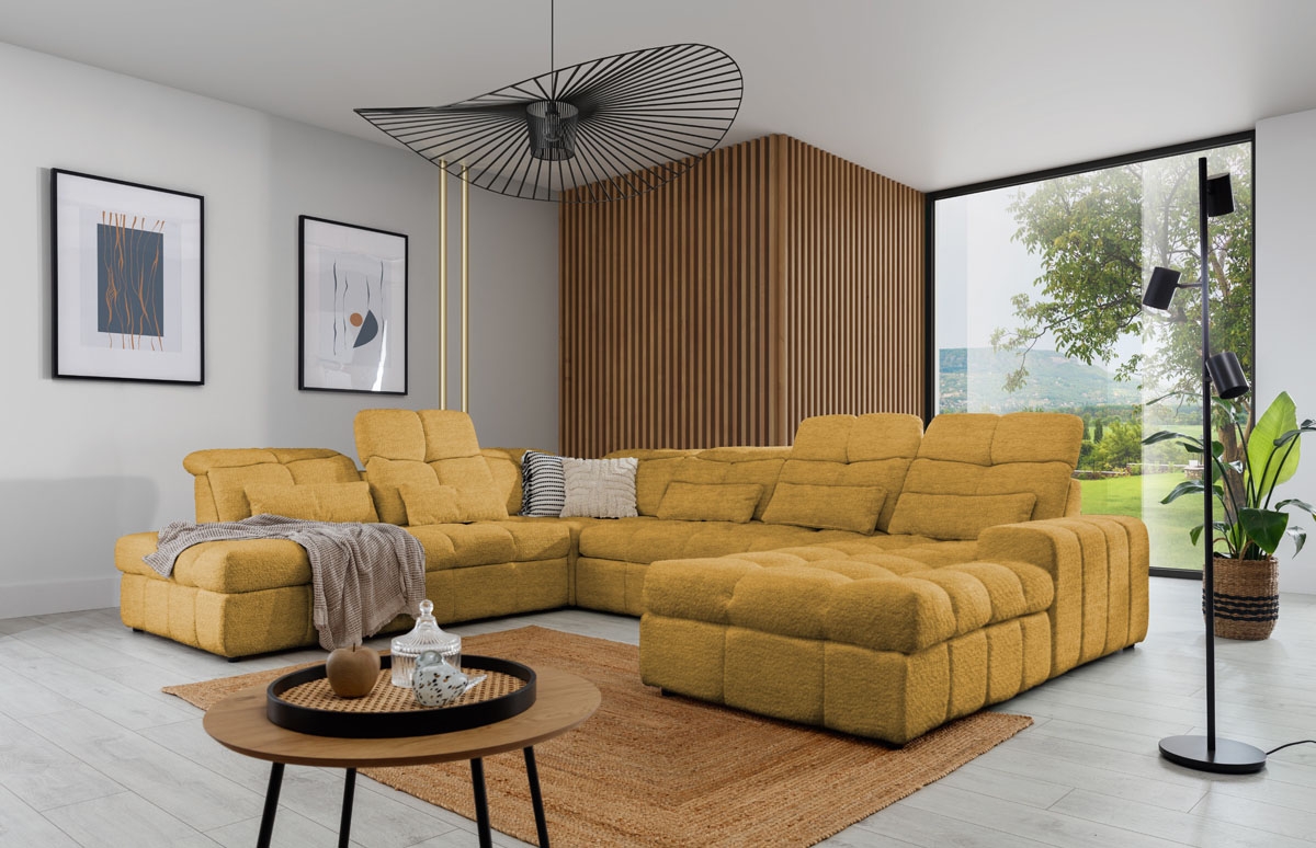 Hjørnesofa Magnelio U II med elektrisk uttrekkbart sete og sovefunksjon